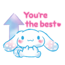 A cute white puppy character with long ears and pink cheeks sits below an upward pointing arrow with the text You are the be…