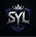 A metallic shield with a crown on top and the letters SYL in the center, set against a dark background.