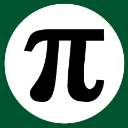 A black Greek pi symbol centered inside a white circle on a dark green background.