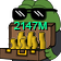 A green frog wearing black sunglasses holding an open briefcase filled with stacks of gold coins.