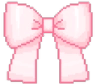 A small pink bow rendered in a simple pixel art style.