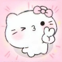 A white character with a pink bow winking and blowing a kiss.