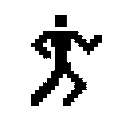 A stick figure running next to a shield, a green leaf, and a star icon in pixel art style.