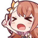 Anime girl with brown hair looking confused and overwhelmed with her hand near her head.