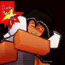 A pixelated character with a blushing face being held in a tight, sudden hug.