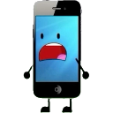 A smartphone character with a wide-eyed, screaming expression of pure terror.