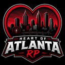 Heart shape containing a dark red Atlanta skyline silhouette with the text Heart of Atlanta RP below.