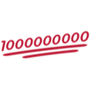 Number sequence written in a bold, red, hand-drawn style with a rough underline.