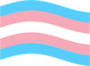 Transgender flag waving with blue, pink, and white horizontal stripes.