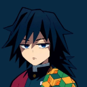 Giyu Tomioka with a deadpan expression and heavy eyelids looking unimpressed.