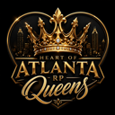 Gold crown sitting atop a heart-shaped emblem with the text Heart of Atlanta RP Queens.