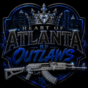 Heart of Atlanta Outlaws logo featuring a crown and rifle in blue and black.