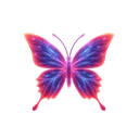 Butterfly with glowing neon pink and blue wings.
