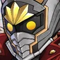 Star-Lord wearing his iconic metallic helmet with glowing yellow eyes.