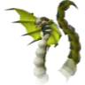A green and white pixelated serpent with a flared hood slithering forward.
