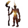 A fantasy mage character with a candle for a head holds a large wooden staff.