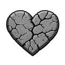Heart shaped rock with deep cracks running across the surface.