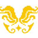 Golden pixelated emblem of the Aspect of Hope centered against a black background.