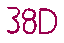 The text 38D written twice in a stylized, pixelated pink font.