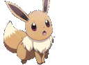 Eevee goes from looking surprised to yawning and finally curling up to sleep.