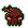 Brown pixel art skull with a devious smirk and pink eyes.