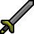 A pixelated sword with a gray blade and a gold hilt.