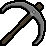 Pickaxe tool rendered in a simple pixel art style.