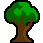 A small pixel art tree with a brown trunk and a green leafy canopy.