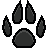 Paw print icon rendered in a simple gray pixel art style.