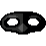 A stylized pixel art eye winking in a simple, high-contrast design.