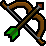 Bow and arrow in pixel art style.