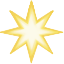 A golden eight-pointed starburst icon with a soft glowing effect.