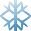 A stylized blue snowflake icon with sharp, geometric edges.