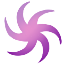 A stylized six-pointed purple swirl representing a magical vortex.