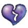A glossy purple heart icon split into two pieces.