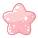 A cute, glossy pink star with white sparkling highlights.