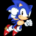 Sonic the Hedgehog running forward with a confident smile.