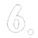 A bold white number six with a period on a black background.