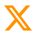 Letter X in a bold, geometric orange font with a black background.