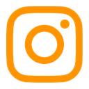 Camera lens icon with a central circle and dot inside an orange square frame.