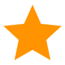 Orange five-pointed star centered on a black background.