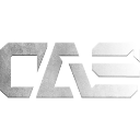 A metallic, three-dimensional logo featuring bold, angular letters on a dark background.