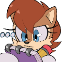 An anthropomorphic squirrel with brown fur and blue eyes holds a pencil and writes in a purple notebook with a serious expre…