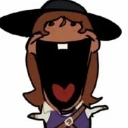 A character wearing a hat with a massive, wide-open mouth showing a single tooth and a heart-shaped tongue.
