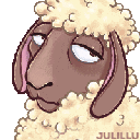 A brown sheep with fluffy white wool displaying a series of expressions ranging from skeptical to wide-eyed and screaming.