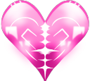 A stylized pink heart with a glowing white rhythmic pulse line running through the center.