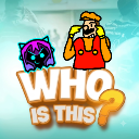 A purple creature and a crudely drawn character stand above the text Who is this? in a question-filled meme style.