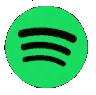 Spotify logo icon with three curved black lines on a green circle background.