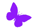 A purple butterfly silhouette in pixel art style against a black background.