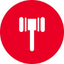 Gavel icon centered inside a solid red circle.